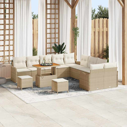 Set Divano da Giardino con cuscino 13 pcs Beige e Crema | homemem39