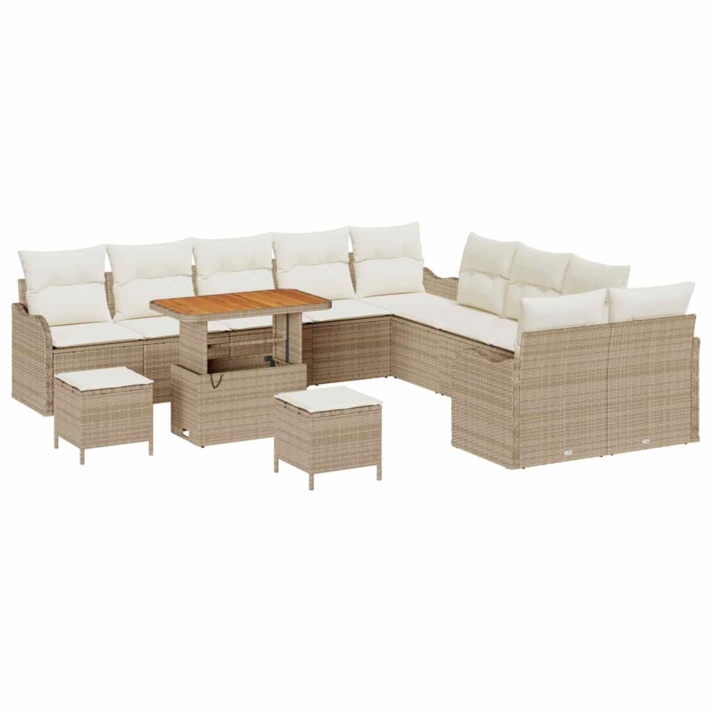 Set Divano da Giardino con cuscino 13 pcs Beige e Crema | homemem39