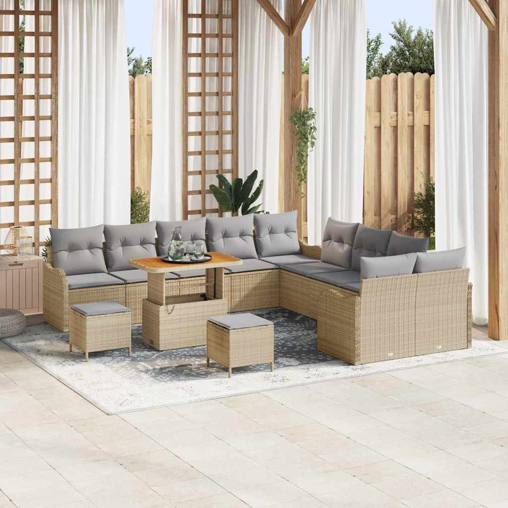 Set Divano da Giardino con cuscino 13 pcs Beige e Grigio Chiaro | homemem39