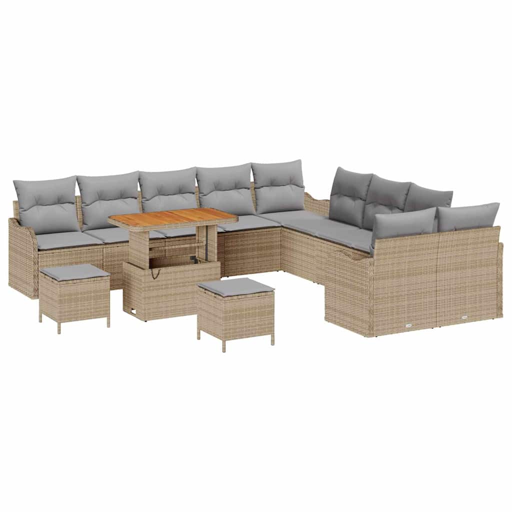 Set Divano da Giardino con cuscino 13 pcs Beige e Grigio Chiaro | homemem39