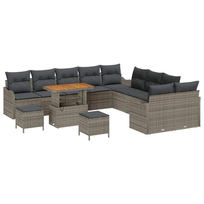 Set Divano da Giardino con cuscino 13 pcs Grigio | homemem39