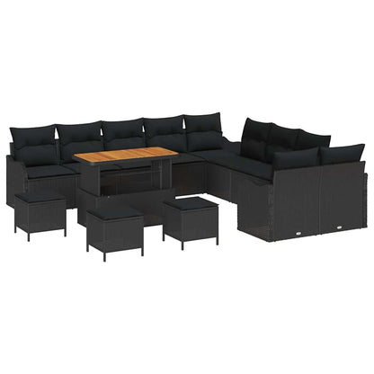 Set Divano da Giardino con cuscino 14 pcs Nero | homemem39