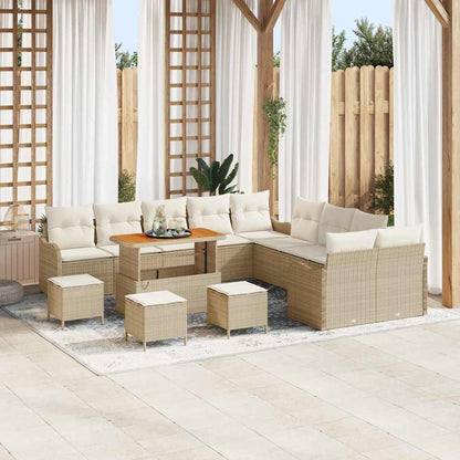 Set Divano da Giardino con cuscino 14 pcs Beige e Crema