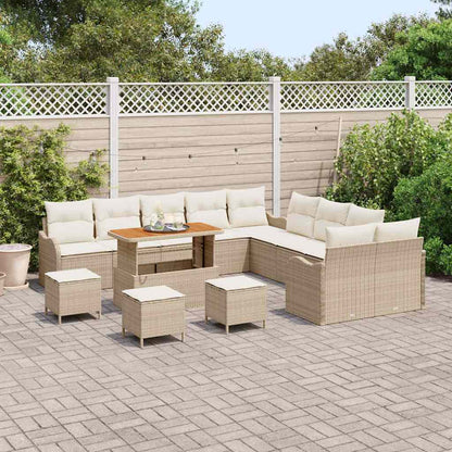 Set Divano da Giardino con cuscino 14 pcs Beige e Crema