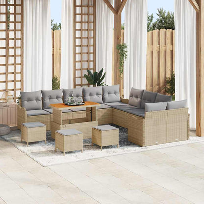 Set Divano da Giardino con cuscino 14 pcs Beige e Grigio Chiaro
