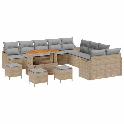 Set Divano da Giardino con cuscino 14 pcs Beige e Grigio Chiaro