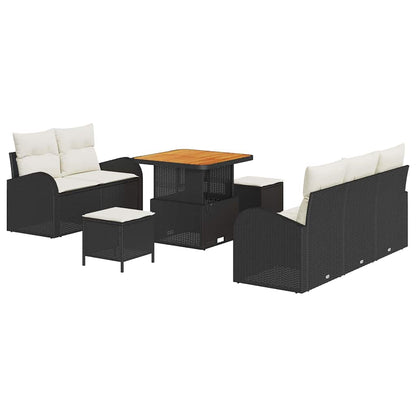 Set Divano da Giardino con cuscino 8 pcs Nero e Crema | homemem39