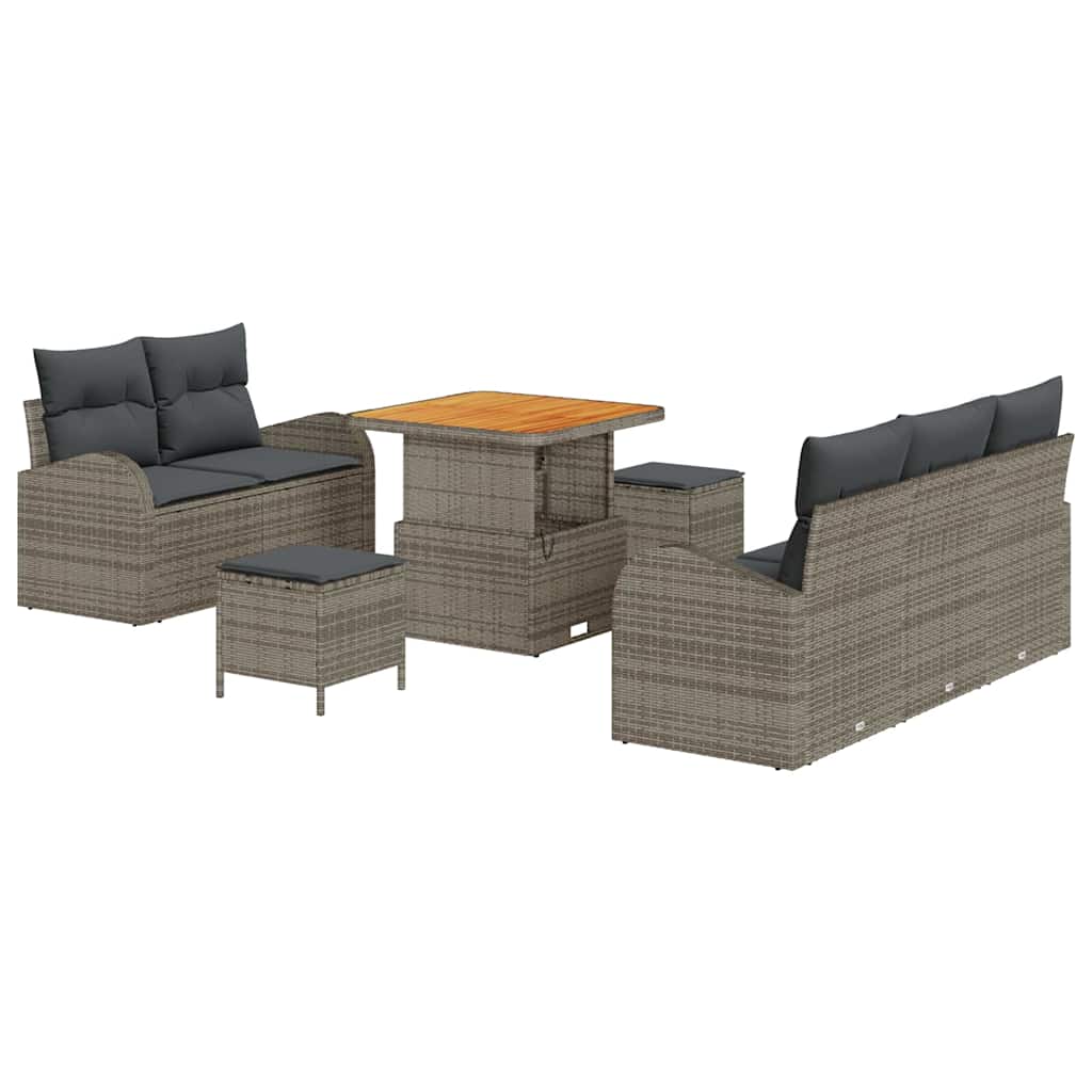 Set Divano da Giardino con cuscino con cuscino 8 pcs Grigio | homemem39