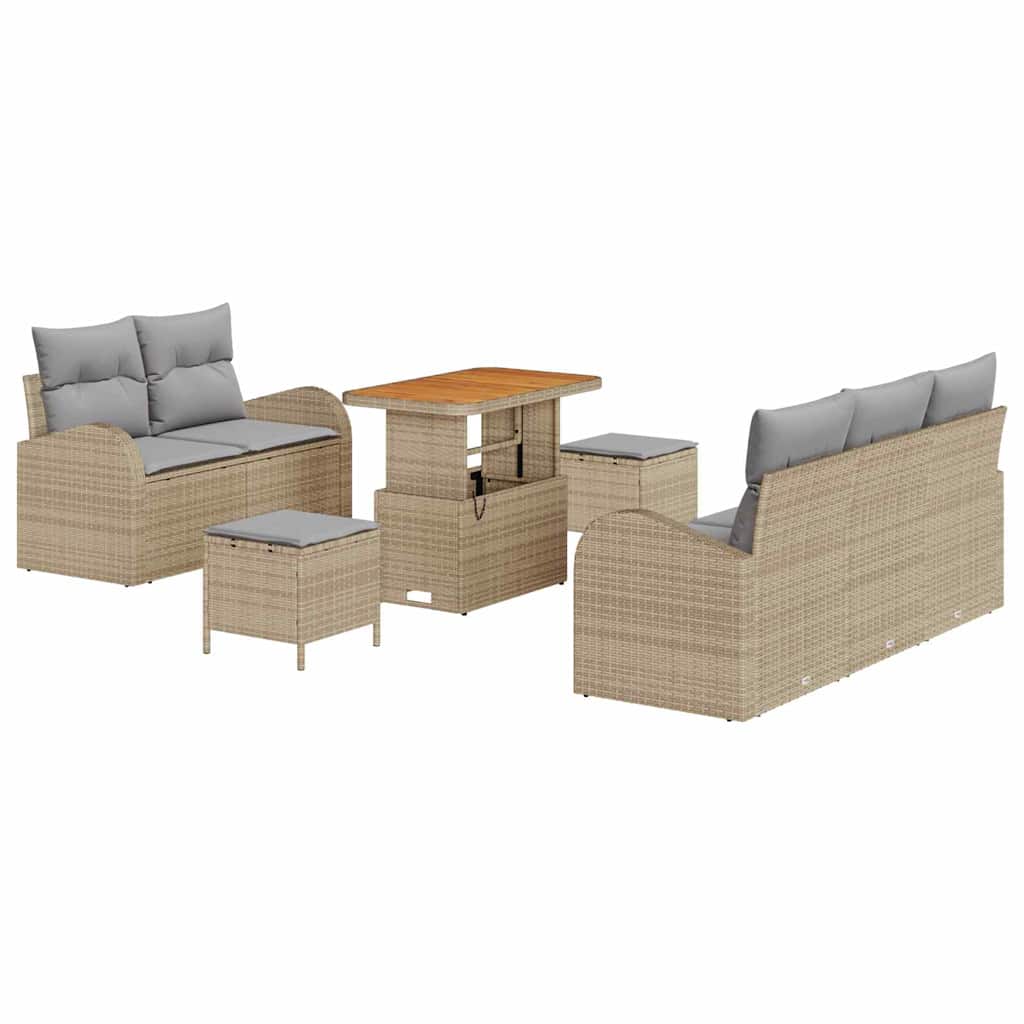 Set Divano da Giardino con cuscino 8 pcs Beige e Grigio Chiaro | homemem39