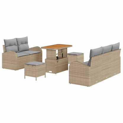 Set Divano da Giardino con cuscino 8 pcs Beige e Grigio Chiaro | homemem39