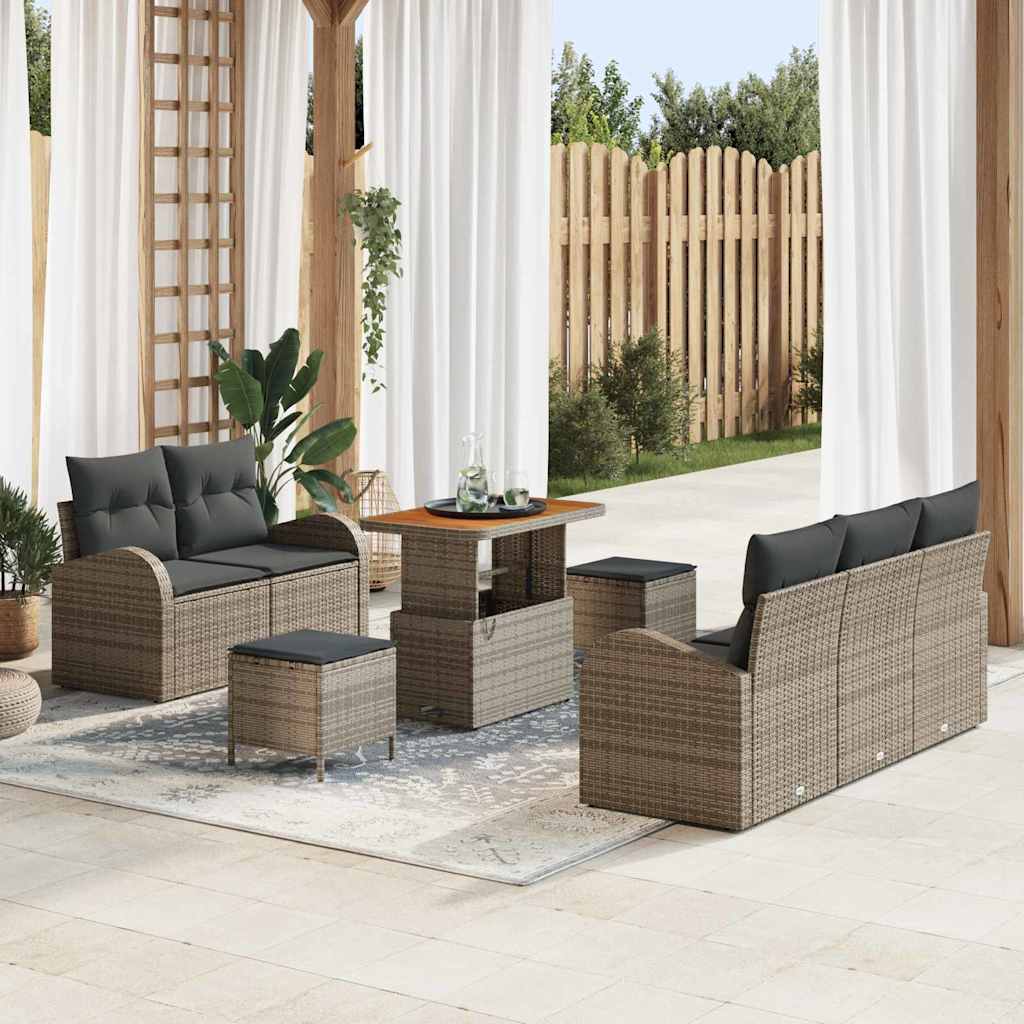 Set Divano da Giardino con cuscino con cuscino 8 pcs Grigio | homemem39
