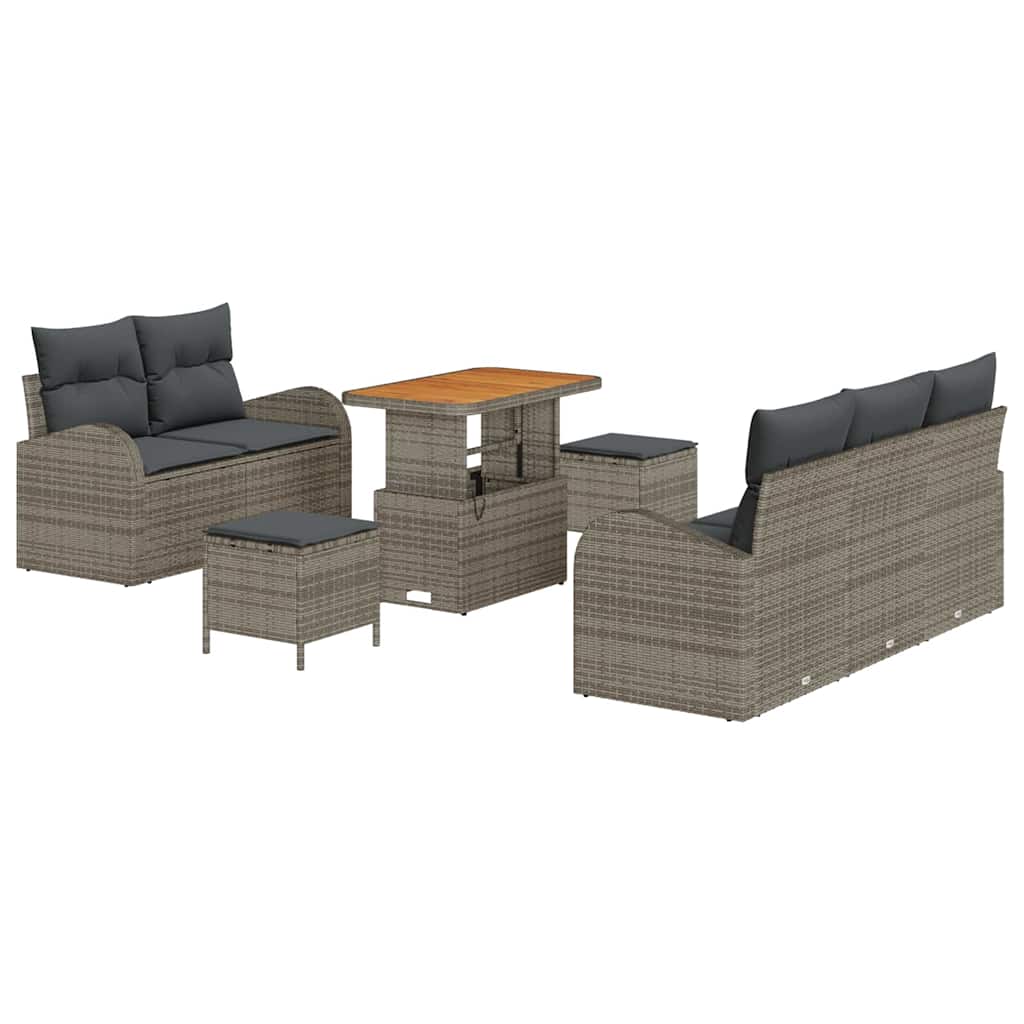 Set Divano da Giardino con cuscino con cuscino 8 pcs Grigio | homemem39