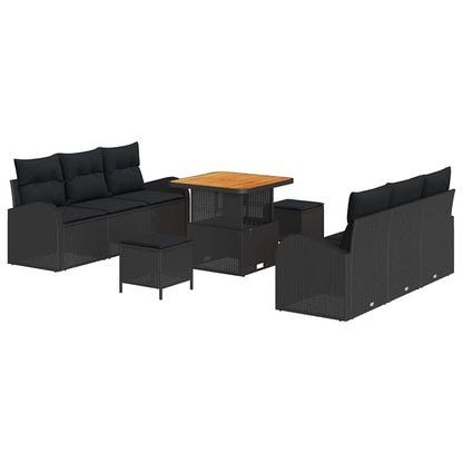 Set Divano da Giardino con cuscino con archiviazione 9 pcs Nero | homemem39