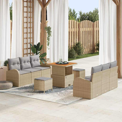 Set Divano da Giardino con cuscino 9 pcs Beige e Grigio Chiaro