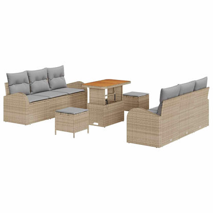 Set Divano da Giardino con cuscino 9 pcs Beige e Grigio Chiaro | homemem39