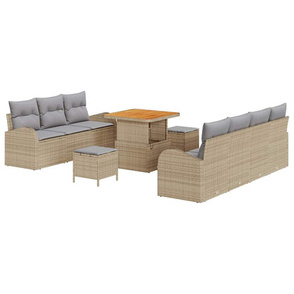 Set Divano da Giardino con cuscino 10 pcs Beige e Grigio Chiaro | homemem39