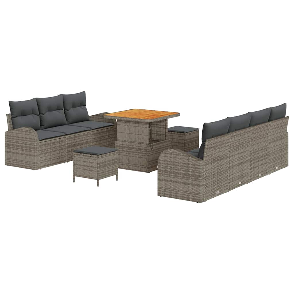 Set Divano da Giardino con cuscino con cuscino 10 pcs Grigio | homemem39