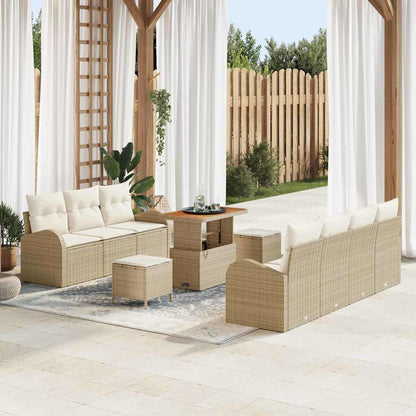 Set Divano da Giardino con cuscino 10 pcs Beige e Crema | homemem39