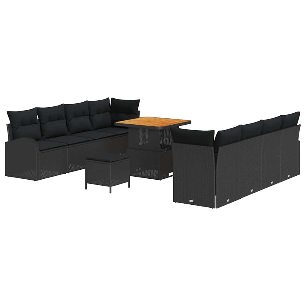 Set Divano da Giardino con cuscino 11 pcs Nero | homemem39
