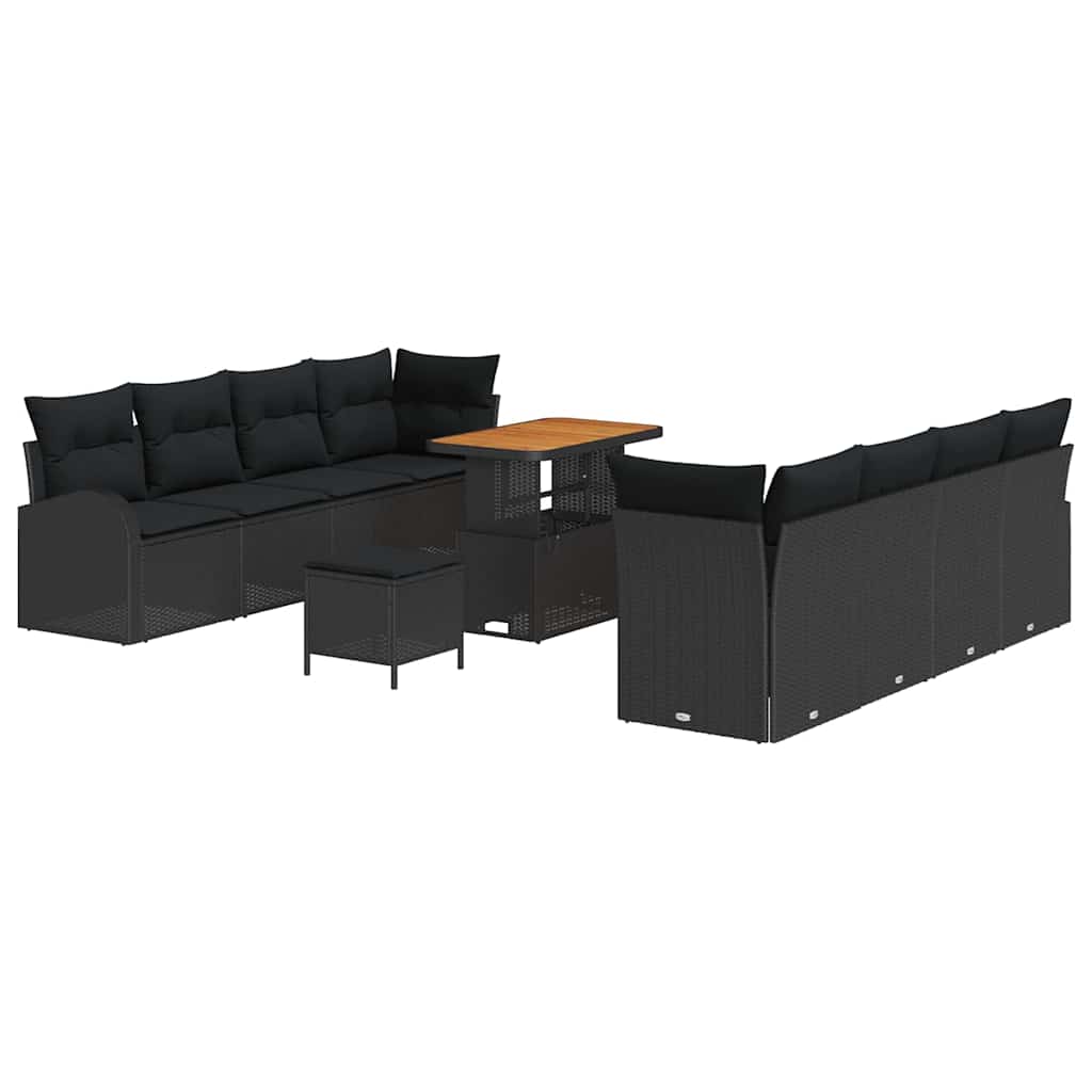 Set Divano da Giardino con cuscino 11 pcs Nero | homemem39