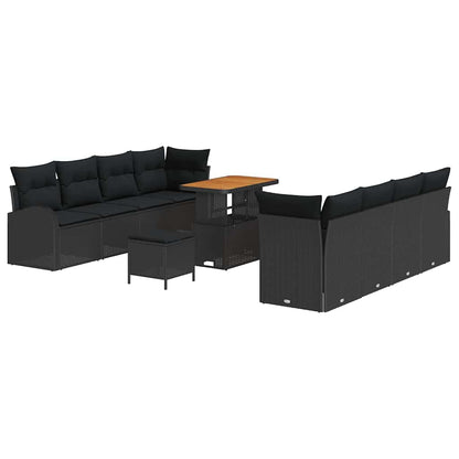 Set Divano da Giardino con cuscino 11 pcs Nero | homemem39
