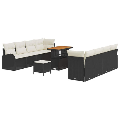 Set Divano da Giardino con cuscino 11 pcs Nero e Crema | homemem39
