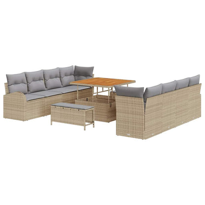 Set Divano da Giardino con cuscino 11 pcs Beige e Grigio Chiaro