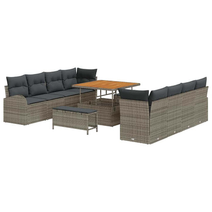 Set Divano da Giardino con cuscino 11 pcs Grigio