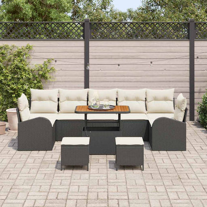 Set Divano da Giardino con cuscino 10 pcs Nero e Crema | homemem39
