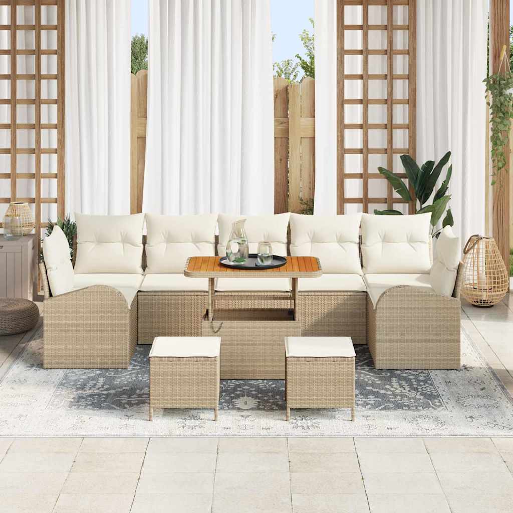 Set Divano da Giardino con cuscino 10 pcs Beige e Crema | homemem39