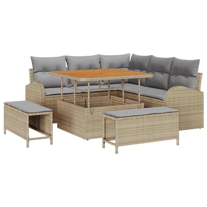 Set Divano da Giardino con cuscino 8 pcs Beige e Grigio Chiaro | homemem39
