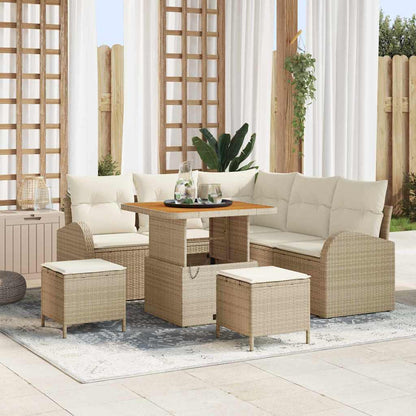 Set Divano da Giardino 8 pz 7-Numero di posti Beige e Crema