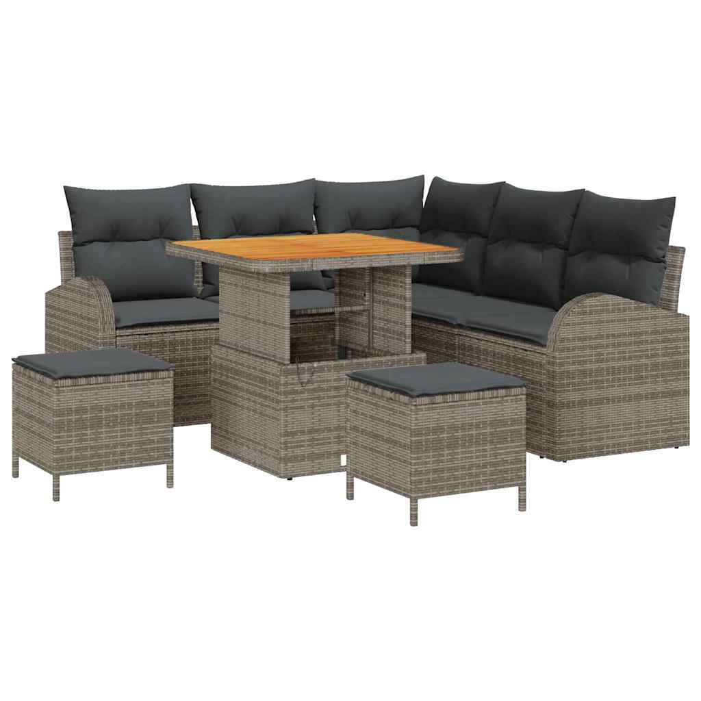 Set Divano da Giardino con cuscino 8 pcs Grigio | homemem39
