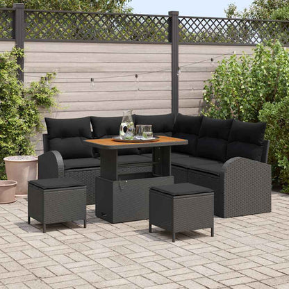 Set Divano da Giardino con cuscino con archiviazione 8 pcs Nero | homemem39