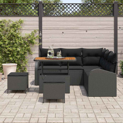 Set Divano da Giardino con cuscino con archiviazione 8 pcs Nero | homemem39