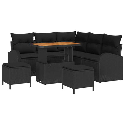 Set Divano da Giardino con cuscino con archiviazione 8 pcs Nero | homemem39