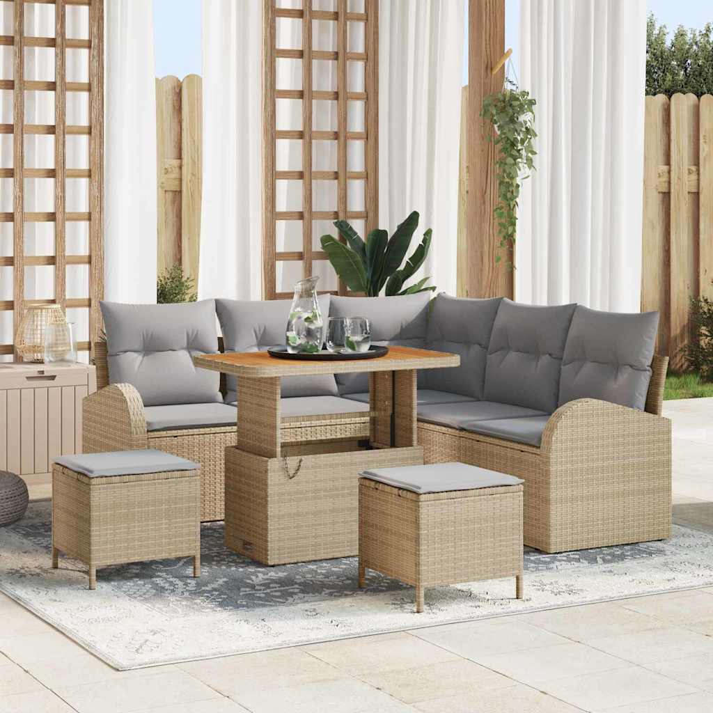 Set Divano da Giardino con cuscino 8 pcs Beige e Grigio Chiaro | homemem39