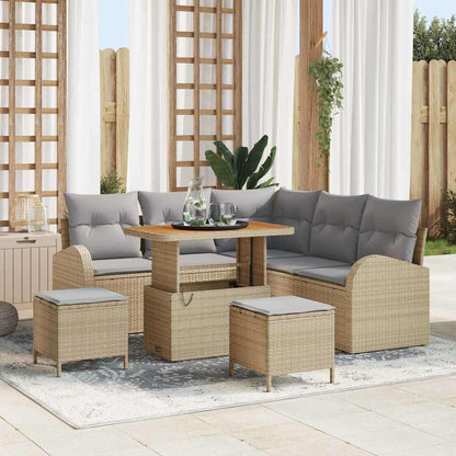 Set Divano da Giardino con cuscino 8 pcs Beige e Grigio Chiaro | homemem39