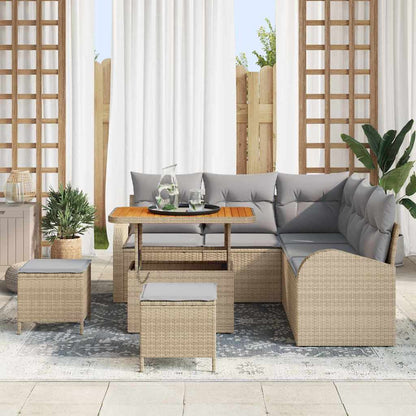 Set Divano da Giardino con cuscino 8 pcs Beige e Grigio Chiaro | homemem39