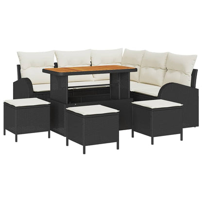 Set Divano da Giardino con cuscino 9 pcs Nero e Crema | homemem39
