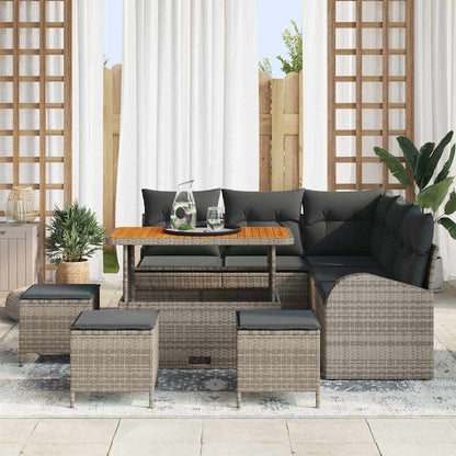 Set Divano da Giardino con cuscino con cuscino 9 pcs Grigio
