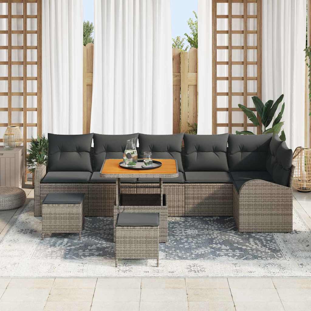 Set Divano da Giardino con cuscino con cuscino 9 pcs Grigio | homemem39