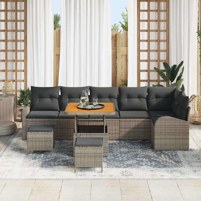 Set Divano da Giardino con cuscino con cuscino 9 pcs Grigio | homemem39
