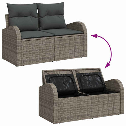Set Divano da Giardino con cuscino con cuscino 9 pcs Grigio | homemem39