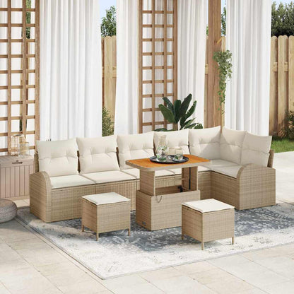 Set Divano da Giardino con cuscino 9 pcs Beige e Crema | homemem39