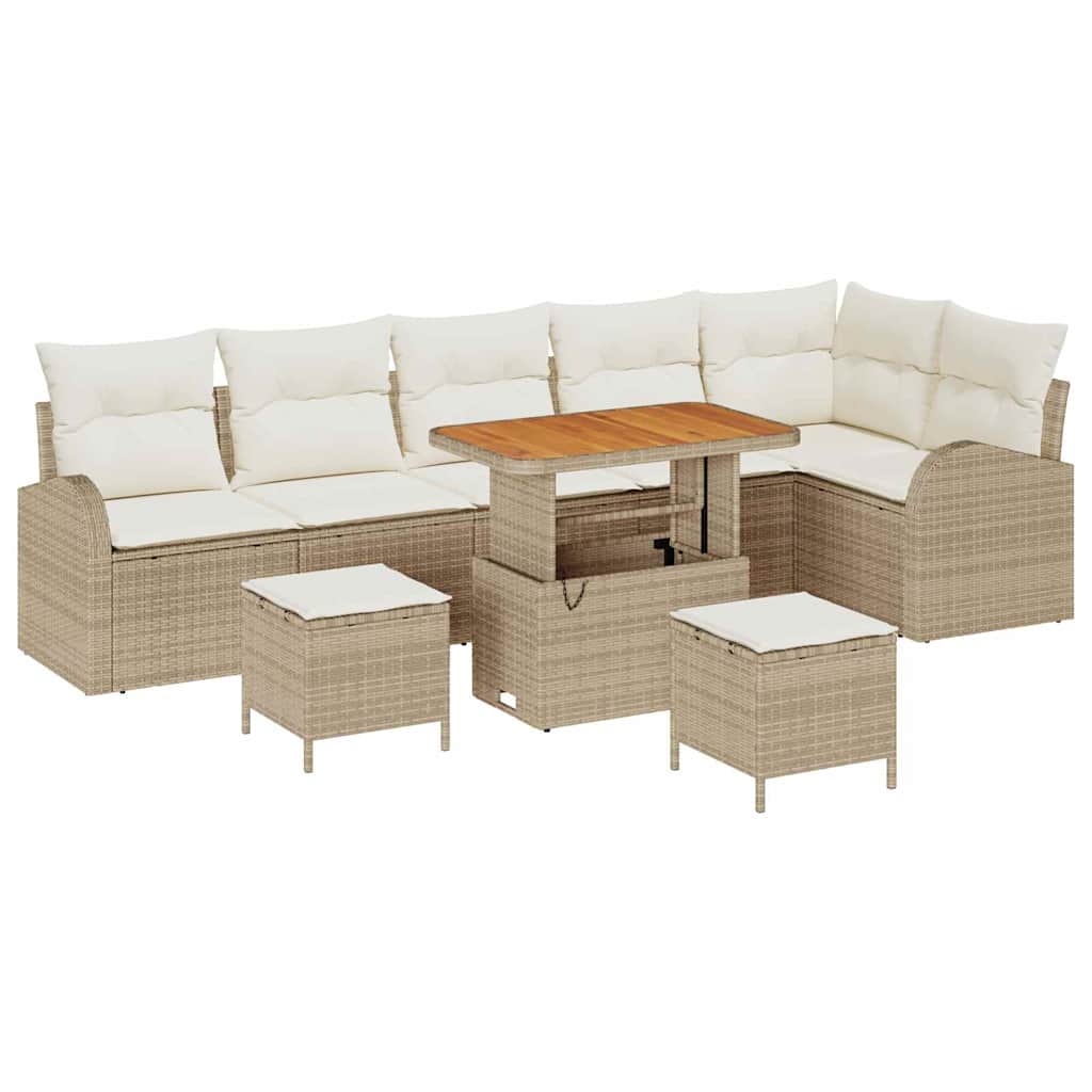 Set Divano da Giardino con cuscino 9 pcs Beige e Crema | homemem39