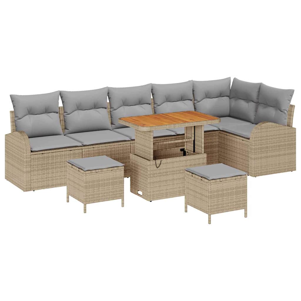 Set Divano da Giardino con cuscino 9 pcs Beige e Grigio Chiaro | homemem39
