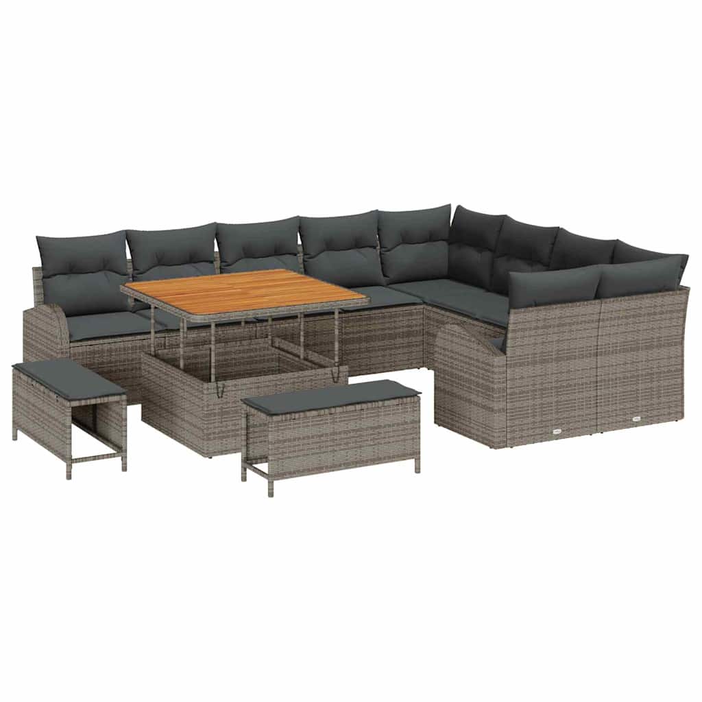 Set Divano da Giardino con cuscino 12 pcs Grigio | homemem39