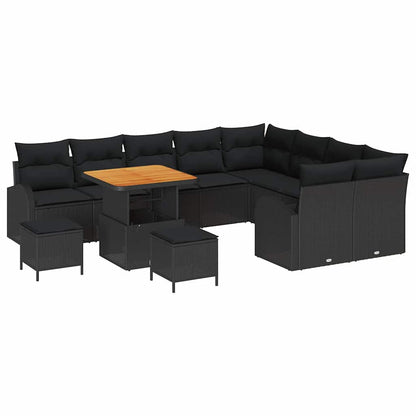 Set Divano da Giardino con cuscino 12 pcs Nero | homemem39