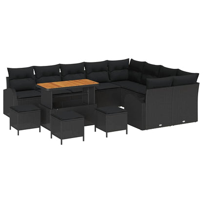 Set Divano da Giardino con cuscino 13 pcs Nero | homemem39